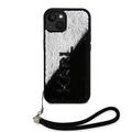 iPhone 15 Karl Lagerfeld Reversible Sequins Deksel - Svart / Sølv