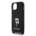 iPhone 15 Karl Lagerfeld Saffiano Crossbody Metal Iconic-etui i metall - sort