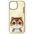iPhone 15 Nimmy Friends Big Eyed Pet 2.0 Katte-deksel - Khaki