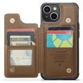 iPhone 15 Plus Caseme C22-etui RFID-kortlommebok - brun