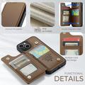 iPhone 15 Plus Caseme C22-etui RFID-kortlommebok - brun