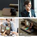 iPhone 15 Plus Caseme C22-etui RFID-kortlommebok - brun