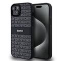 iPhone 15 Plus DKNY Repeat Pattern Tonal Stripe Deksel - svart