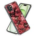 iPhone 15 Plus Stilig Ultra-Slim TPU-deksel - Røde Blomster
