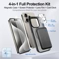 iPhone 15 Pro 4-i-1 MagSafe-beskyttelsessett med kortholder - svart