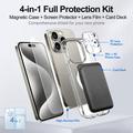 iPhone 15 Pro 4-i-1 MagSafe-beskyttelsessett med kortholder - gjennomsiktig / svart