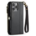 iPhone 15 Pro CaseMe C36 RFID-blokkerende lommeboketui - svart