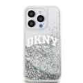 iPhone 15 Pro DKNY Liquid Glitter Arch Logo Deksel - gjennomsiktig