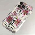 iPhone 15 Pro TPU-deksel med blomstermønster - Rosa lilje