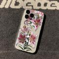 iPhone 15 Pro TPU-deksel med blomstermønster - Rosa lilje