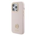 iPhone 15 Pro Guess 4G Rhinestone Metal Logo Liquid Silicone Case