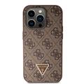 iPhone 15 Pro Guess 4G Strass Triangle Metal Deksel med Crossbody-stropp - Brun