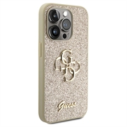 iPhone 15 Pro Guess Fixed Glitter 4G Metal Logo Deksel - Gull