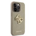 iPhone 15 Pro Guess Perforert 4G Glitterlogo Deksel - gull