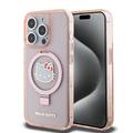 iPhone 15 Pro Hello Kitty IML Ringstand Glitter MagSafe-deksel - Pink