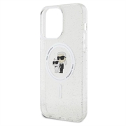 iPhone 15 Pro Karl Lagerfeld IML Glitter Karl & Choupette MagSafe Deksel - Klar