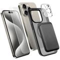 iPhone 15 Pro Max 4-i-1 MagSafe-beskyttelsessett med kortholder - svart