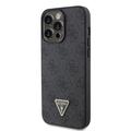 iPhone 15 Pro Max Guess 4G Strass Triangle-etui med logo i metall - svart