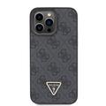 iPhone 15 Pro Max Guess 4G Strass Triangle-etui med logo i metall - svart