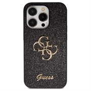 iPhone 15 Pro Max Guess Fixed Glitter 4G Metal Logo Deksel - Svart