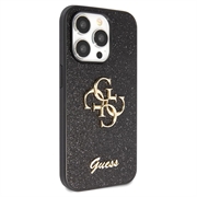 iPhone 15 Pro Max Guess Fixed Glitter 4G Metal Logo Deksel - Svart