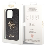 iPhone 15 Pro Max Guess Fixed Glitter 4G Metal Logo Deksel - Svart