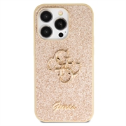 iPhone 15 Pro Max Guess Fixed Glitter 4G Metal Logo Deksel - Guld