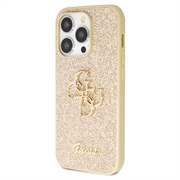 iPhone 15 Pro Max Guess Fixed Glitter 4G Metal Logo Deksel - Guld