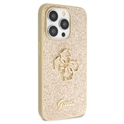 iPhone 15 Pro Max Guess Fixed Glitter 4G Metal Logo Deksel - Guld