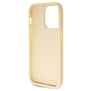 iPhone 15 Pro Max Guess Fixed Glitter 4G Metal Logo Deksel - Guld
