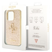 iPhone 15 Pro Max Guess Fixed Glitter 4G Metal Logo Deksel - Guld