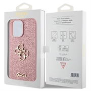 iPhone 15 Pro Max Guess Fixed Glitter 4G Metal Logo Deksel - Rosa