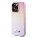 iPhone 15 Pro Max Guess Iridescent Metal Script Hybrid-deksel - Rosa