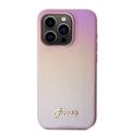 iPhone 15 Pro Max Guess Iridescent Metal Script Hybrid-deksel - Rosa
