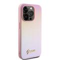 iPhone 15 Pro Max Guess Iridescent Metal Script Hybrid-deksel - Rosa