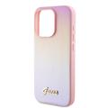 iPhone 15 Pro Max Guess Iridescent Metal Script Hybrid-deksel - Rosa