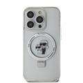 iPhone 15 Pro Max Karl Lagerfeld Ringstand Karl & Choupette Mag Case - White