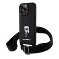 iPhone 15 Pro Max Karl Lagerfeld Saffiano Crossbody Metal Iconic-etui i metall - svart