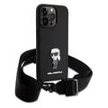 iPhone 15 Pro Max Karl Lagerfeld Saffiano Crossbody Metal Iconic-etui i metall - svart