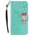 iPhone 15 Pro Max Ugle Rhinestone Lommebok-deksel med rhinestone - Cyan