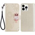 iPhone 15 Pro Max Ugle Rhinestone Lommebok-deksel