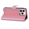 iPhone 15 Pro Max Ugle Rhinestone Lommebok-deksel - Rose Gold
