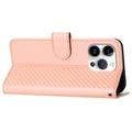 iPhone 15 Pro Max Premium lommebokveske med stropp - karbonfiberstruktur