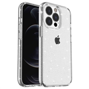 iPhone 15 Pro Max Stylish Glitter Series Hybrid-deksel - Hvit