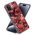 iPhone 15 Pro Max Stilig Ultra-Slim TPU-deksel - Røde Blomster