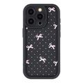 iPhone 15 Pro Stilig støtsikkert TPU-deksel med forhøyede kanter - svart / prikkete sløyfe