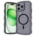iPhone 15 Pro Wave-Edge Laser Glitter MagSafe-deksel - gjennomsiktig svart