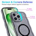 iPhone 15 Pro Wave-Edge Laser Glitter MagSafe-deksel - gjennomsiktig svart