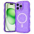 iPhone 15 Pro Wave-Edge Laser Glitter MagSafe-deksel - gjennomsiktig lilla