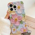iPhone 15 Pro TPU-deksel med bølgete kanter og oljemaleri - blomster